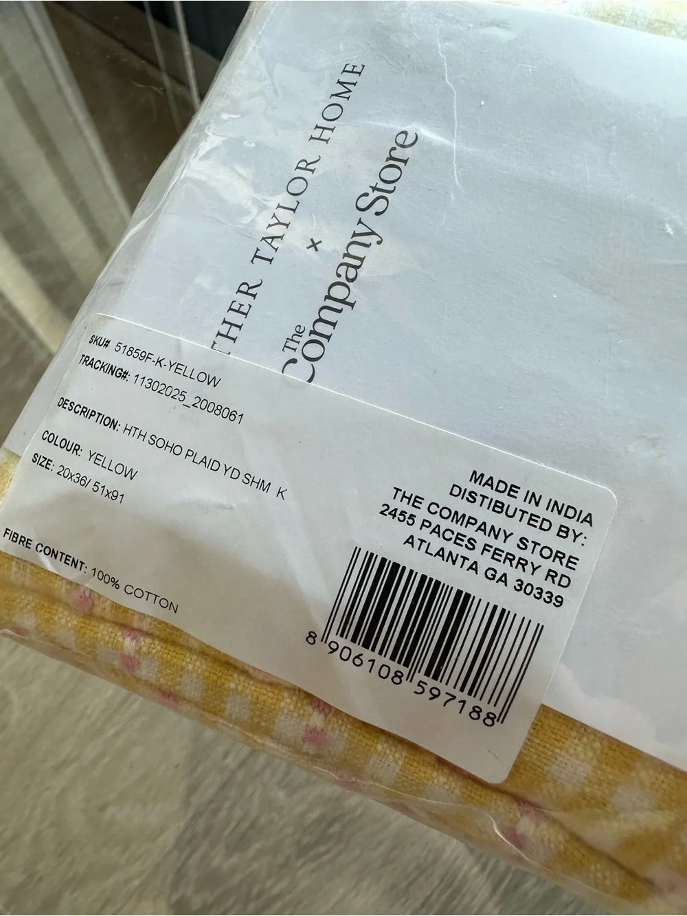 HEATHER TAYLOR HOME x THE COMPANY STORE Soho Plaid Ruffle King Sham Yellow $58